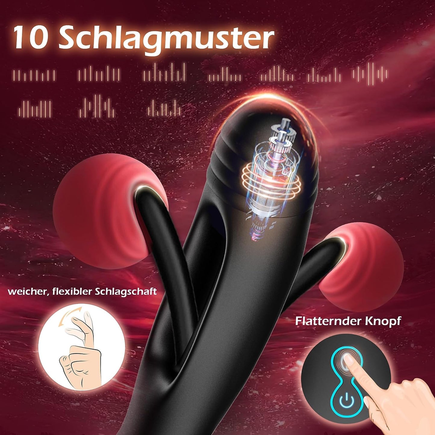 Prostata Stimulation Anal Dildo Analvibratoren mit 10 Flapping und 10 Vibrationsmodi