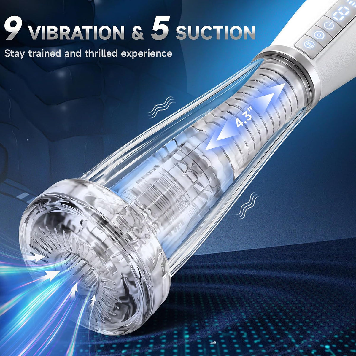 Automatischer Masturbator Penis Vakuumpumpe Stroker mit 5 Saug und 9 Vibrationsstufen