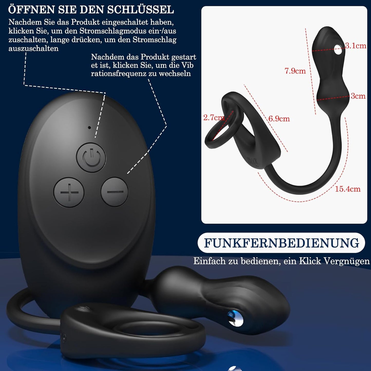 3 IN 1 Elektroshock Analvibrator Prostata Stimulation mit 10 Vibrations & 3 Elektroschockmodi