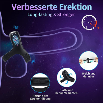 Vibrerende cockring siliconen dubbele cockringen vibrator met 9 vibratiestanden 