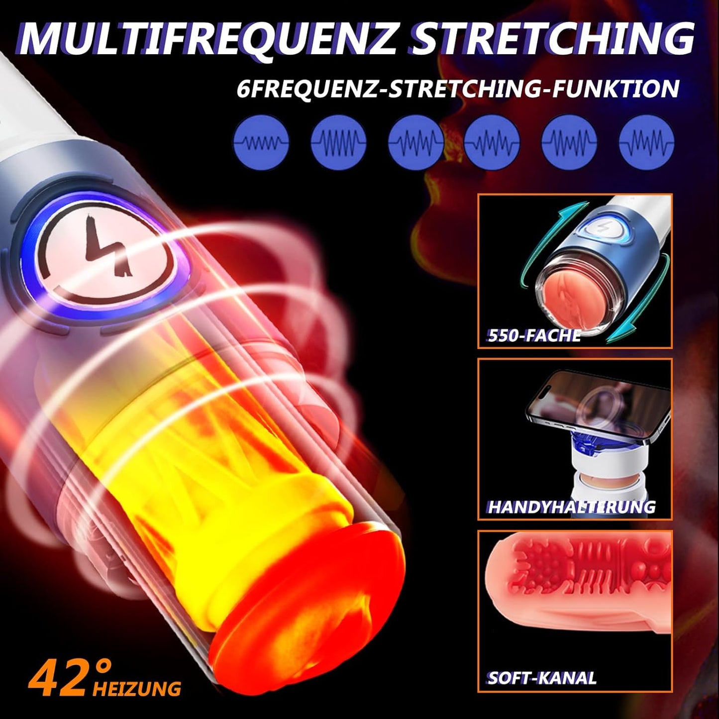 Leten 4 in 1 Automatische Masturbieren mit 6 Vibrationsmodi 6 Saugmodi Heizfunktion