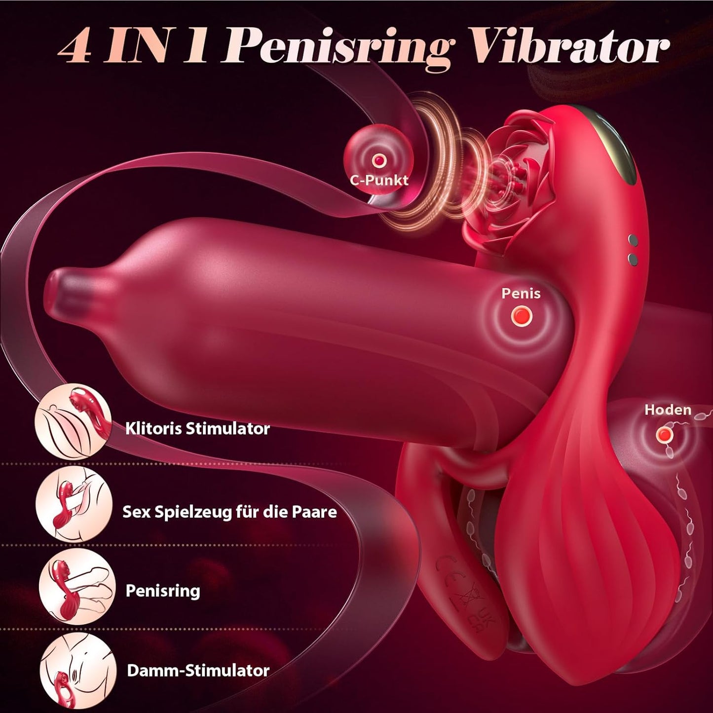 3 IN 1  Penisringe Vibrator Klitoris Stimulator mit 3 Leistungsstarker Motor & 7 Vibrationen