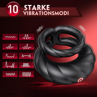 Dual cockring vibrator cockring met 10 krachtige vibratiemodi 