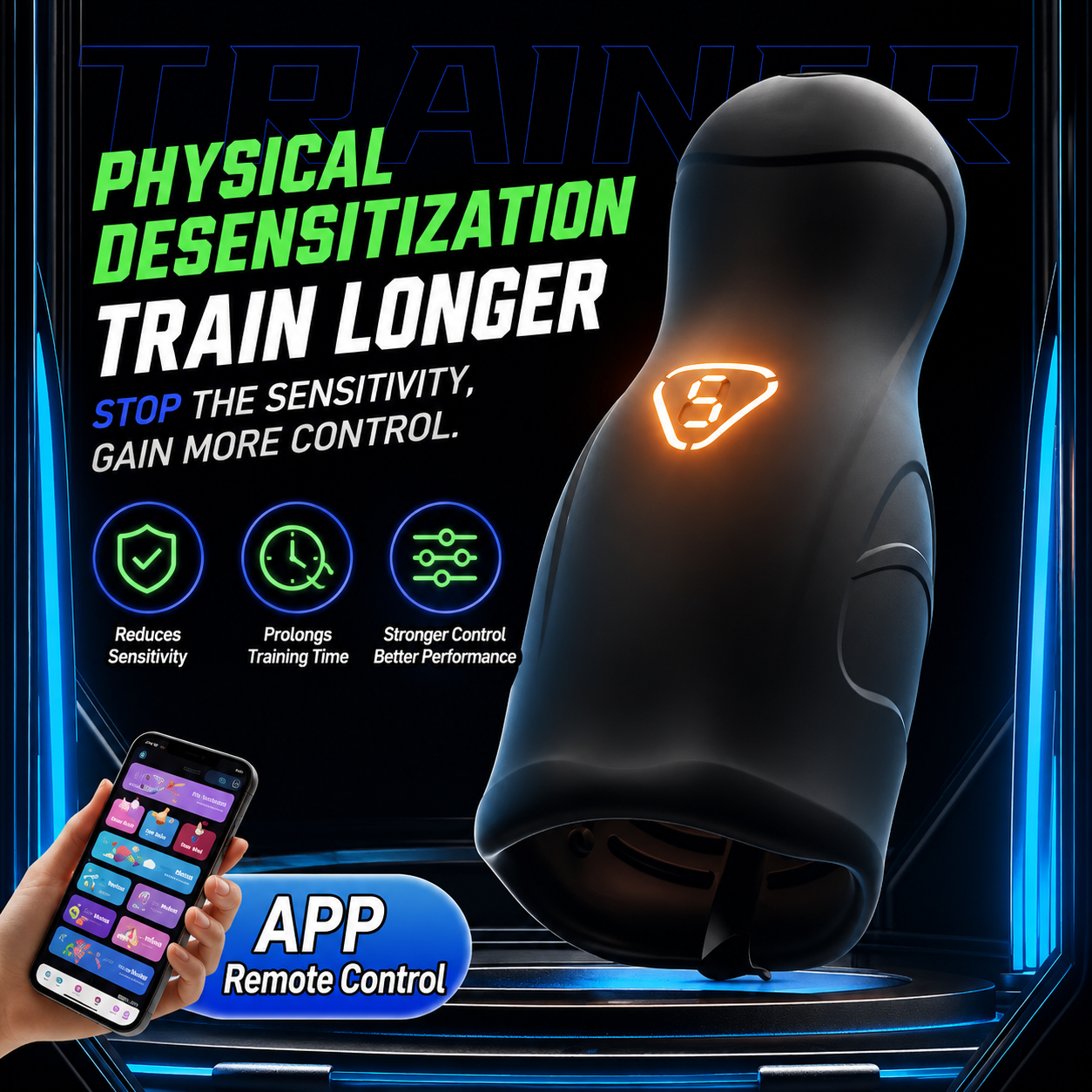 App-gesteuerter Penisvibrator Eicheltrainer mit 10 Vibrationsmodi & Tiefenmassagefunktion