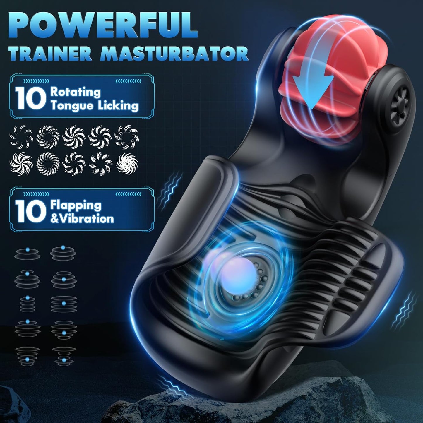 Elektrische Masturbatoren Penis-Trainer Penisringe mit 10 Vibrationsmodi