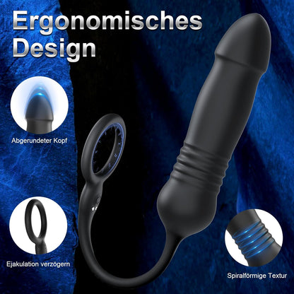 Analvibratoren Buttplug Dildo Vibrator with Penisring mit 3 Stoß und Vibrationsmodi