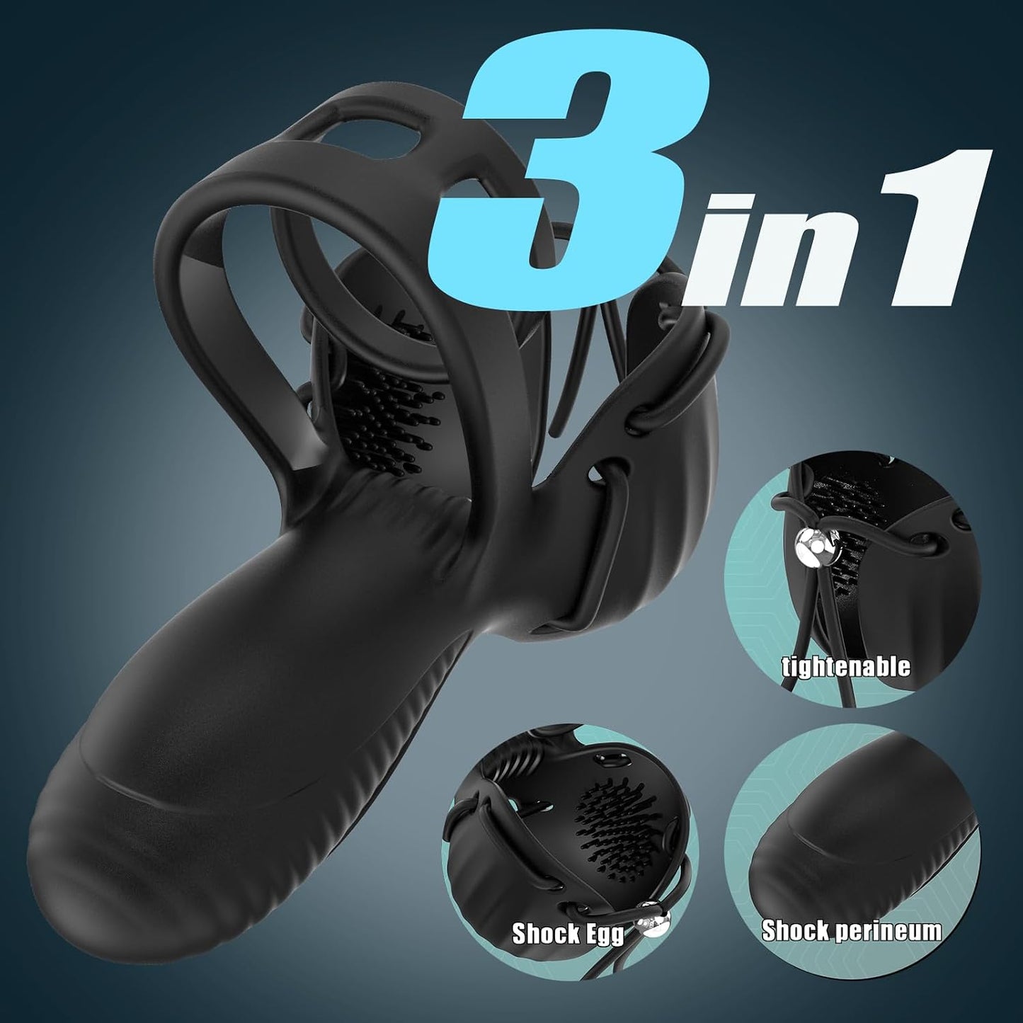 3 IN 1 Cock Ring Hodenstimulator Penistrainer Vibrator mit 10 Vibrationsmodi