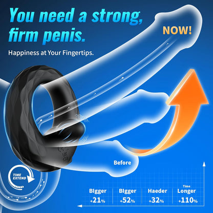 APP Pleasure Cock Ring Penis Vibrator Hodenstimulator mit 9 Vibrationsmodi