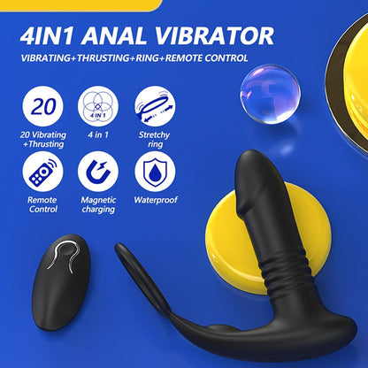 Analvibrator Penisring Prostata Massagegerät Butt Plug mit 20 Vibrationsmodi