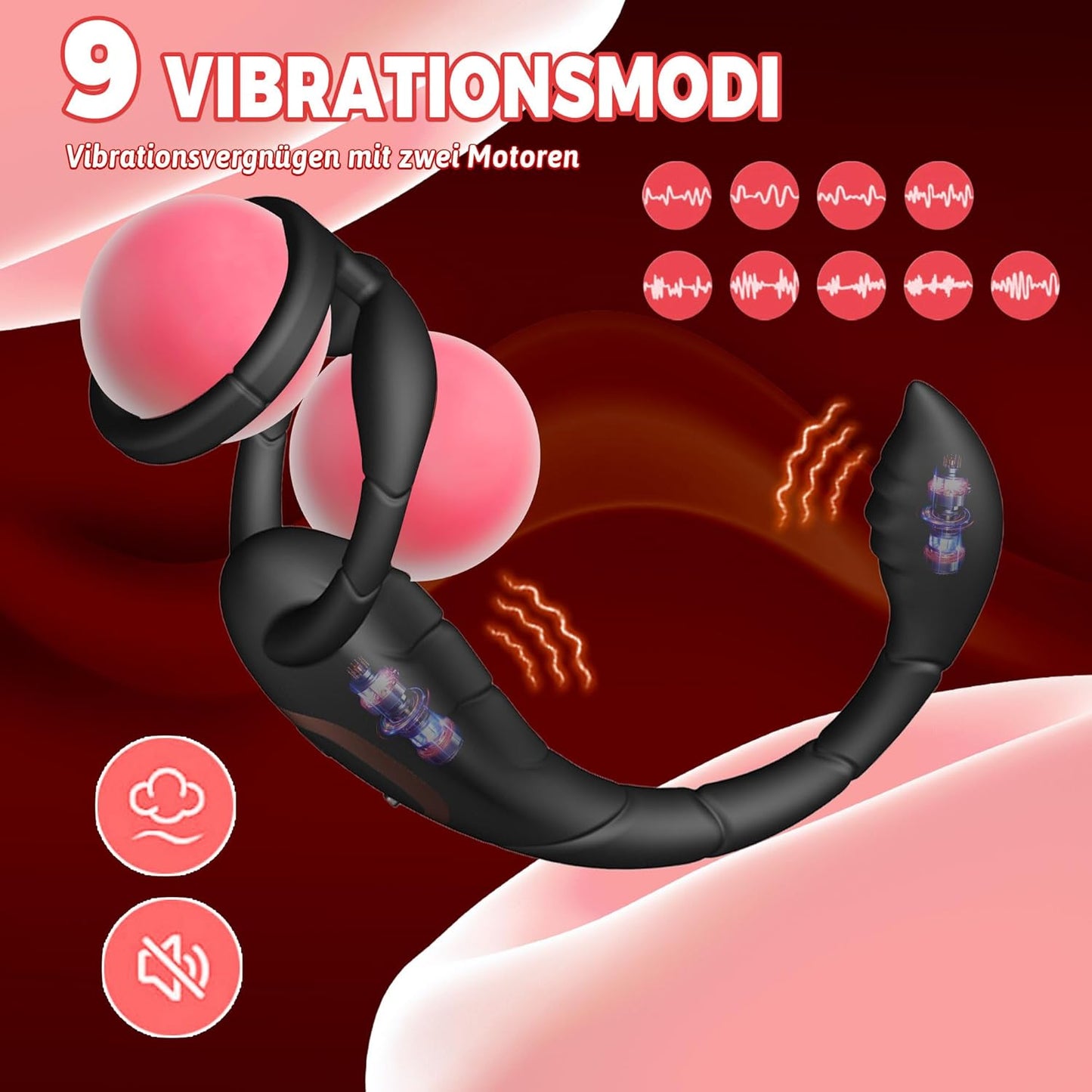3 IN 1 Penisring Prostatamassagegerät Analvibrator mit 9 Vibrationsmodi