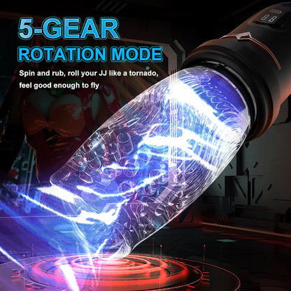 Elektrische Cup Masturbatoren mit 5 Teleskopmodi 5 Rotationsmodi und 10 Vibrationen