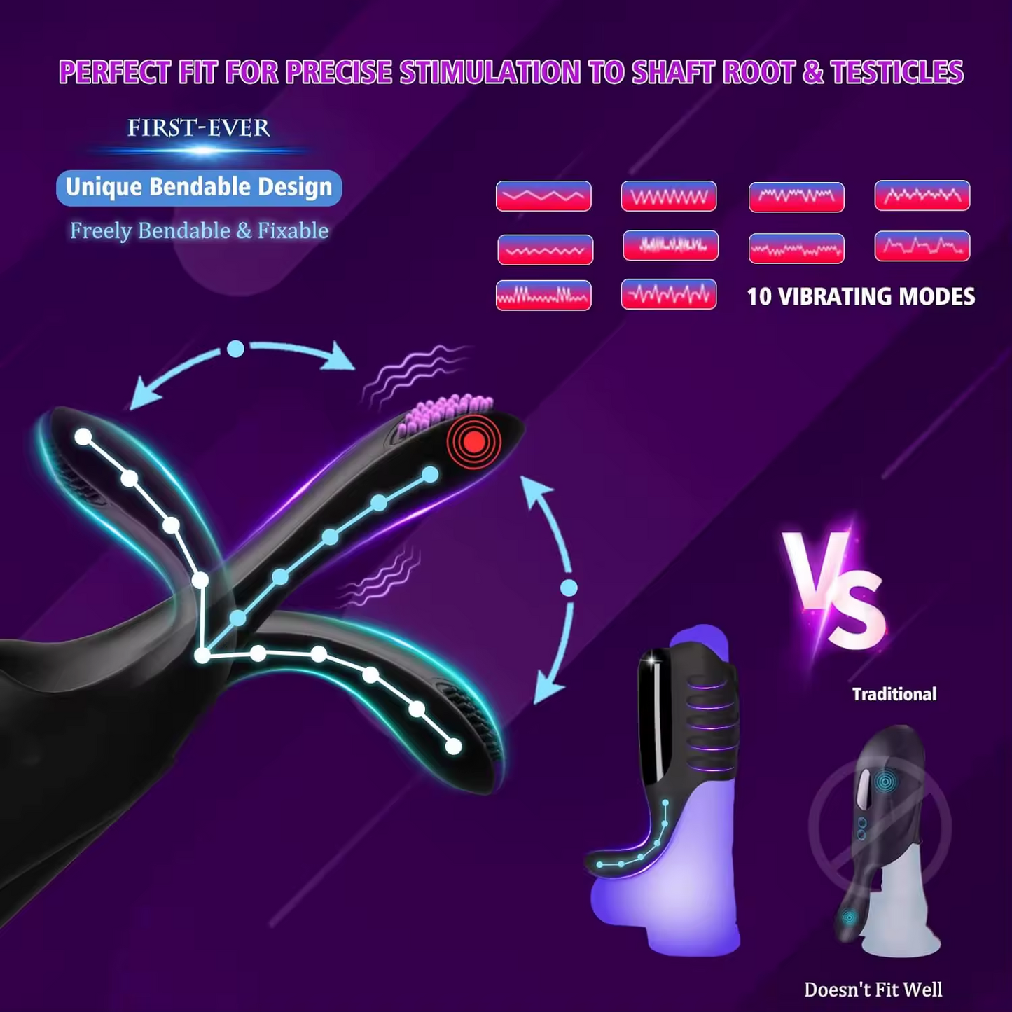 Elektrischer Penist Vibrator Glans Trainer Stimulator mit 5 Klopfgeräusche & 10 Vibrationen