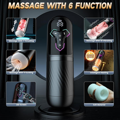 Automatischer Masturbator Stroker Blowjob mit 10 Vibrations & Leckmodi 7 Stoß & 5 Saugmodi