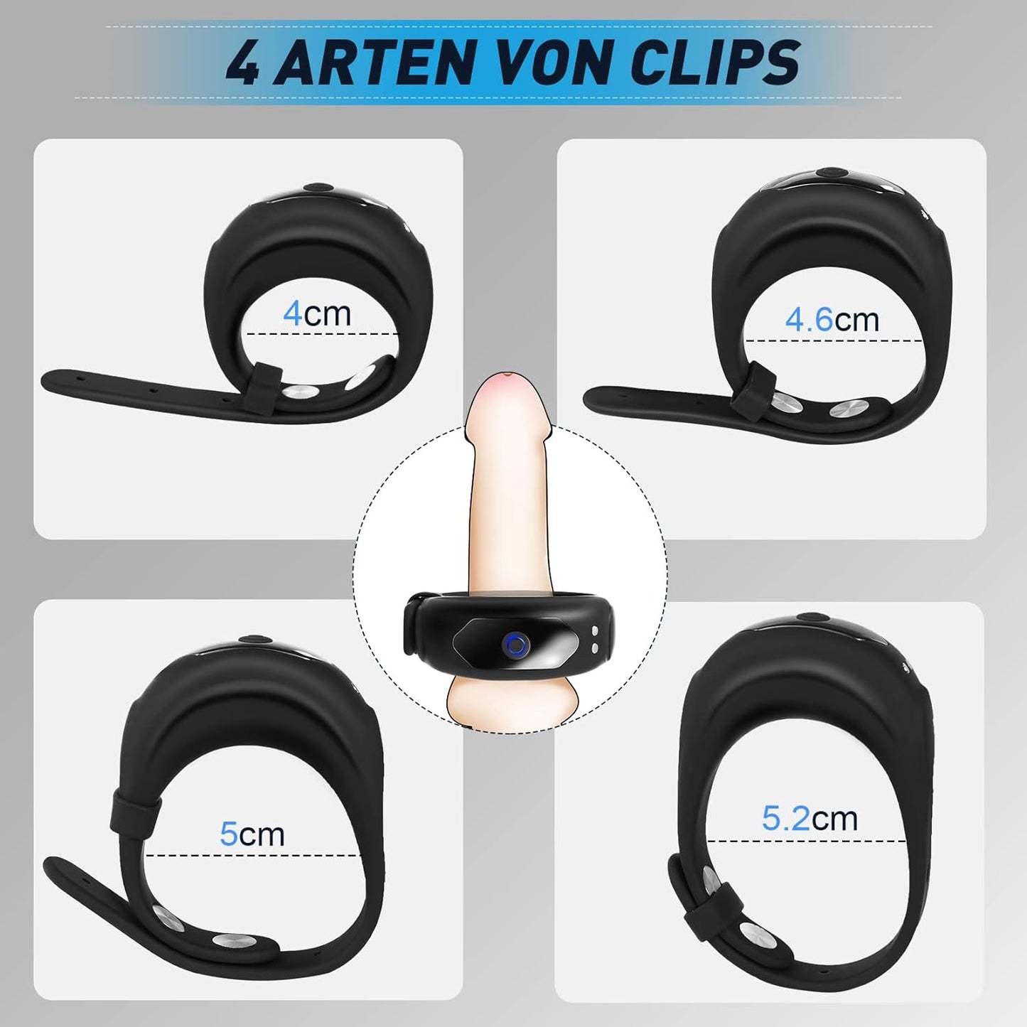 Cockringvibrator in 4 maten met 10 krachtige vibratiestanden 