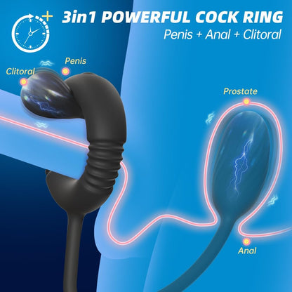 3 IN 1 Penisring Prostatamassagegerät Analvibrator Stimulator mit 10 Vibrationsmodi