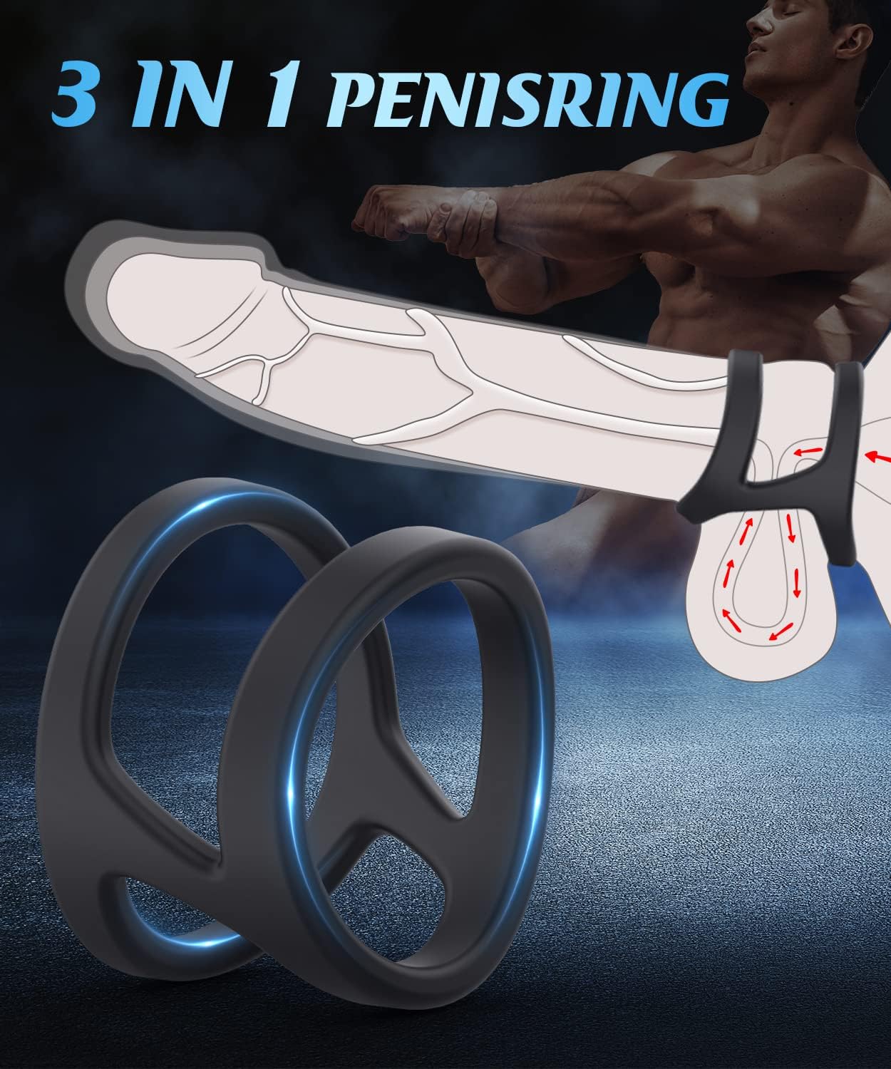 Dual Cock Penis Rings Stretchy Silicone Cock Ring for Men 