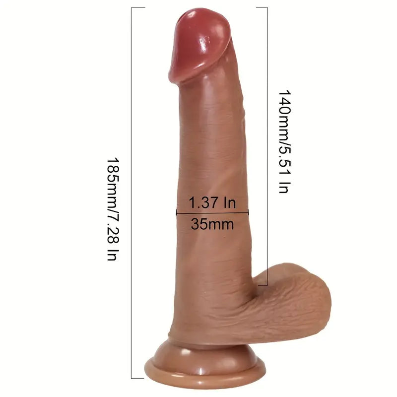 18,49 CM großer Realistischer Dildo mit gebogenem Schaft und Kugeln