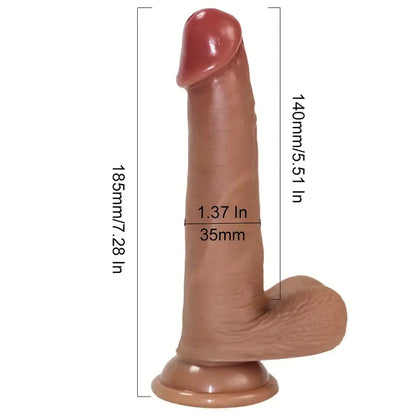 18,49 CM großer Realistischer Dildo mit gebogenem Schaft und Kugeln