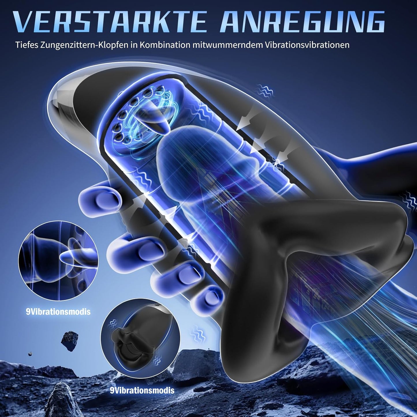 Penis Vibrator Taschenmuschi Eichel Stimulator mit 9x9 Klopfen-Lecken-Vibration