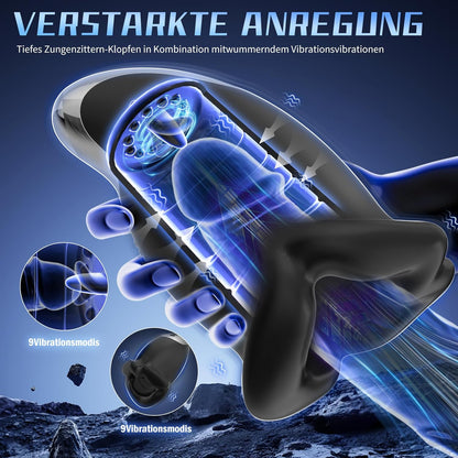 Penis Vibrator Taschenmuschi Eichel Stimulator mit 9x9 Klopfen-Lecken-Vibration