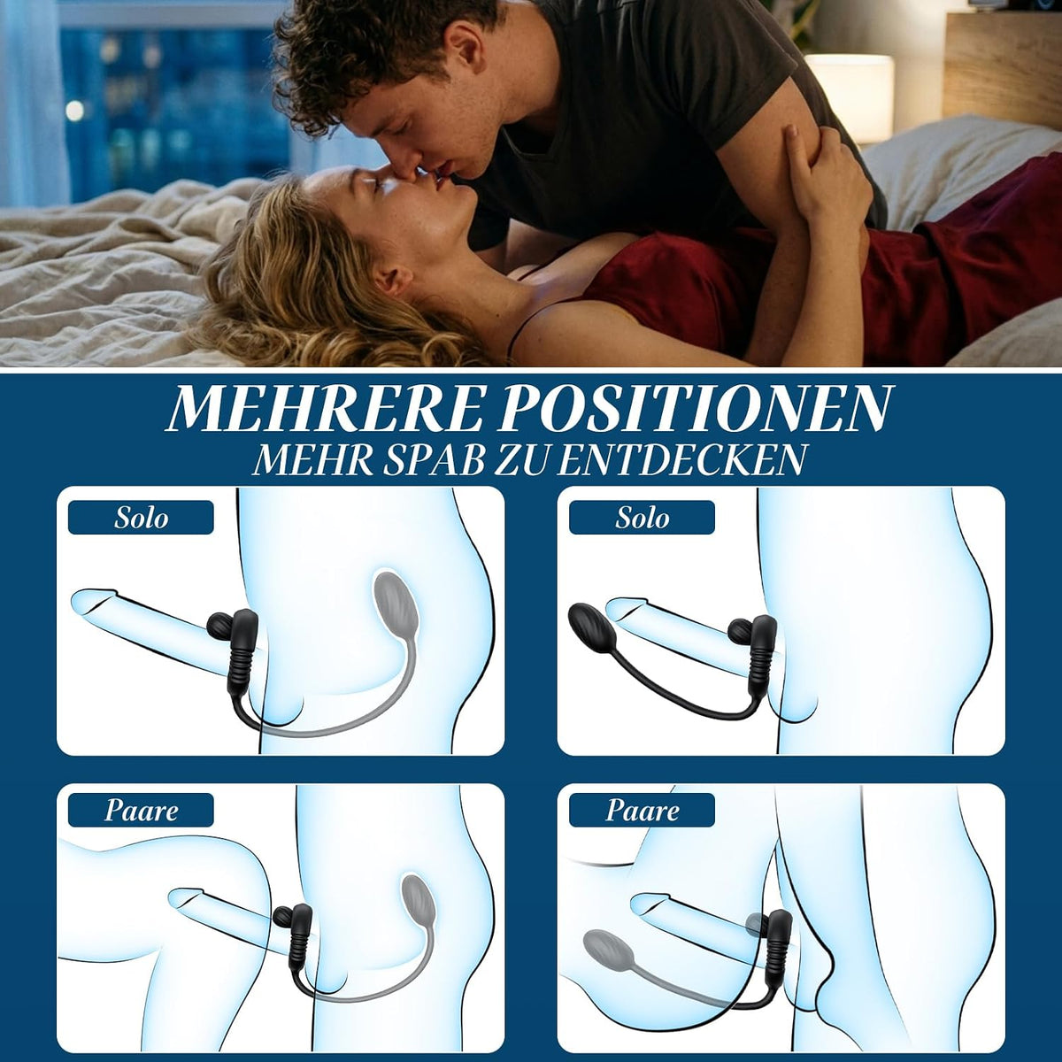 3 IN 1 Penisring Prostatamassagegerät Analvibrator Stimulator mit 10 Vibrationsmodi