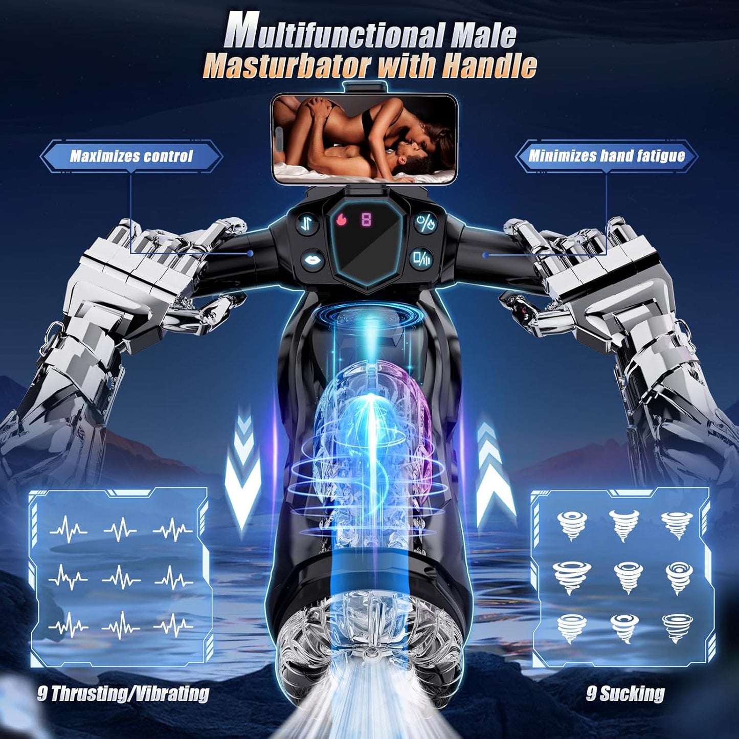 Automatische Masturbator Penispumpe Sexmaschine mit 9 Stoß-Saug-Vibrations-Heizmodi