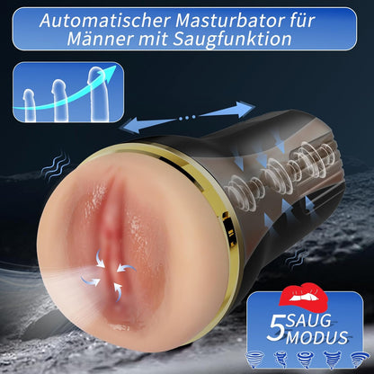 3D Realistischer Elektrischer Masturbator Cup mit 10 Vibration 5 Saugmodi