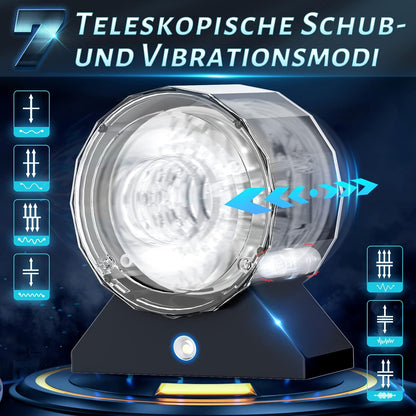 Elektrischer Penistrainer Stroker mit 7 Teleskopfunktion und Vibrationsfunktion