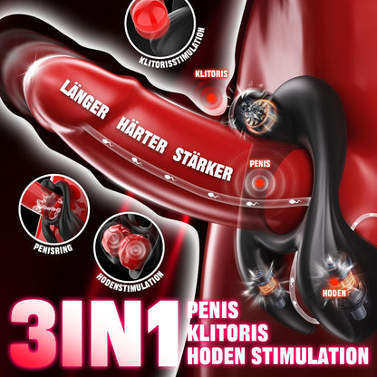 Doppelter Hodenvibrator Penis Trainer Stimulator mit 3 Motoren und 10 Vibrationen