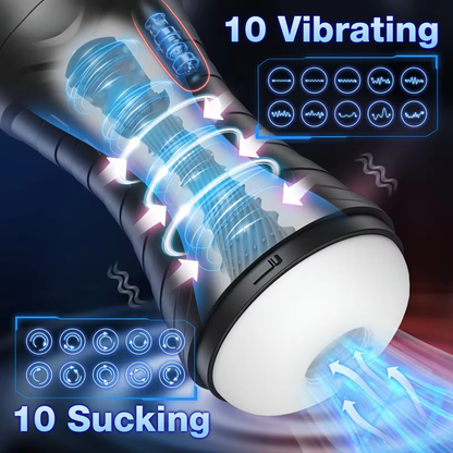 Oral Automatischer Masturbator Penis Trainer Blowjob mit 10 Vibrations und 10 Saugmodus