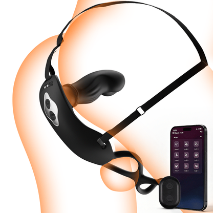 Tragbarer Prostata-Massager mit Stoßbewegungen & Gurten sowie App & Fernbedienungs-Doppelsteuerung