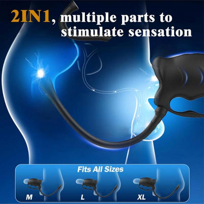 3 IN 1 Penistrainer Vibrator Stroker Masturbatoren mit 10 Vibrationsmodi & Anal Plug