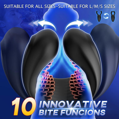 3-in-1 penisstimulator, penistrainer, 10 bijtmodi en 10 vibratiemodi 