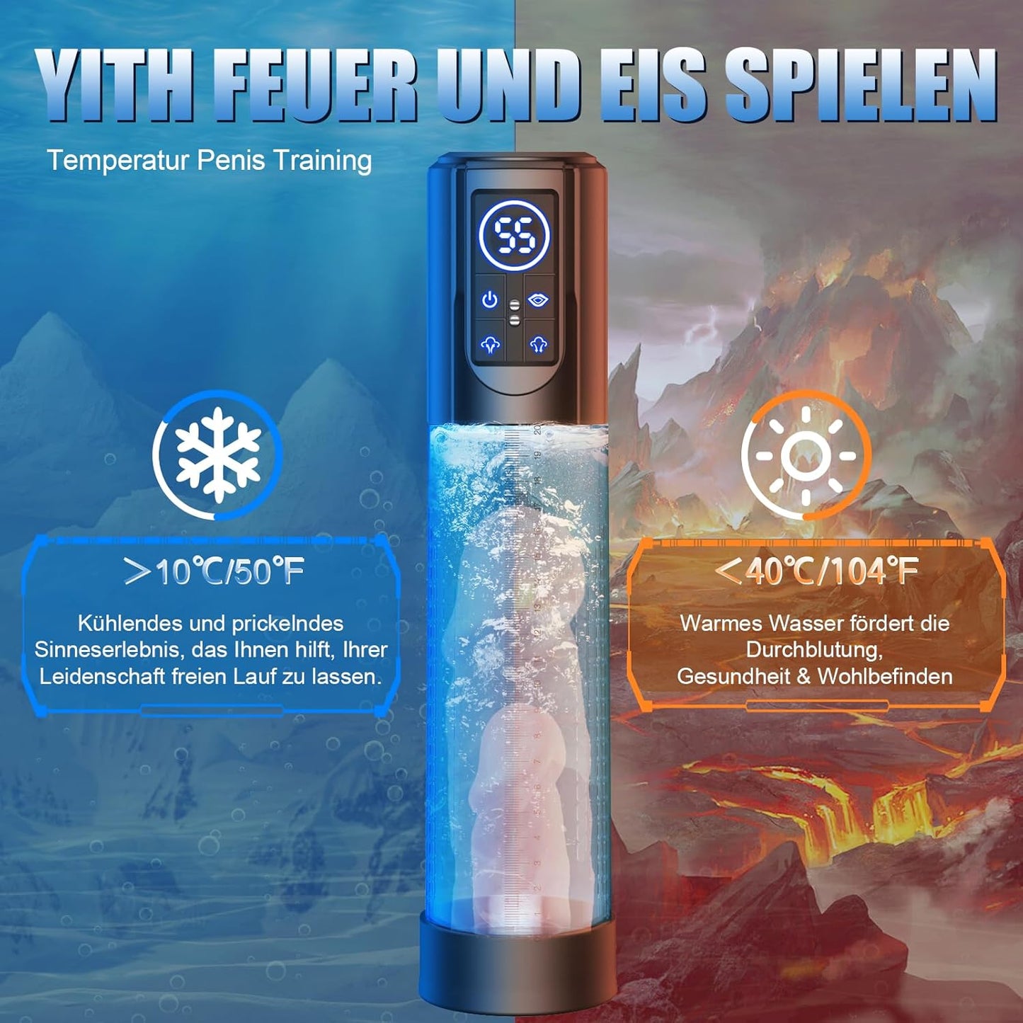 3 IN 1 Wasser Penispumpen Penis Vakuumpumpe mit 12 SMART TRAININGSMODUS