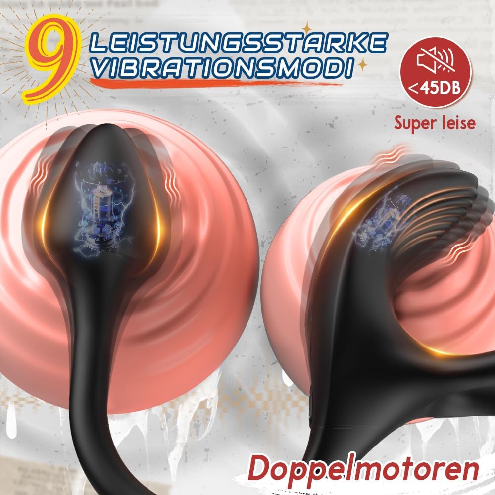 Anale plug bolvormige vibratiestimulator met cockringen 