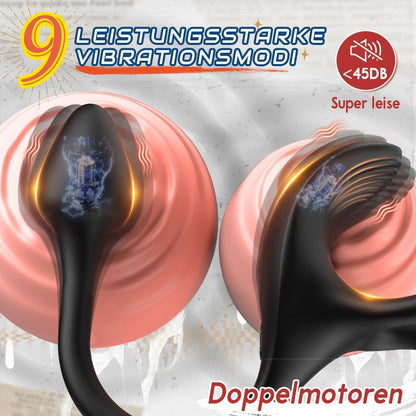 Anale plug bolvormige vibratiestimulator met cockringen 