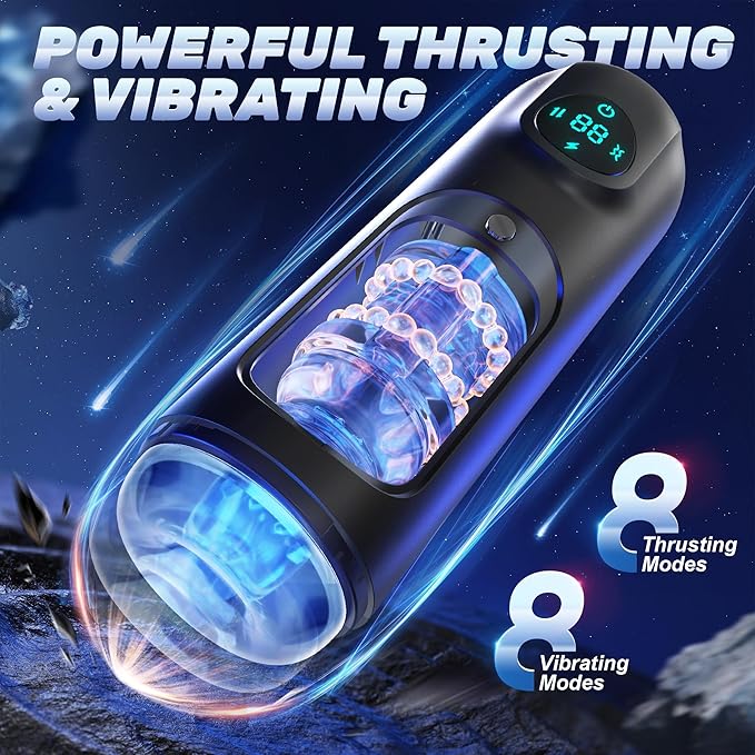 LCD-Display Elektrischer Masturbator Stroker Blwojob mit 8 Vibrations und Stoßmodi
