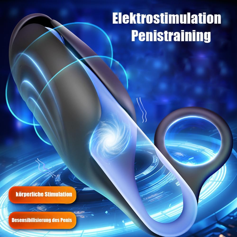 E-stim Penistrainer Eichel Massage Stimulator mit 5 Elektroschock & 10 Vibrationsmodi