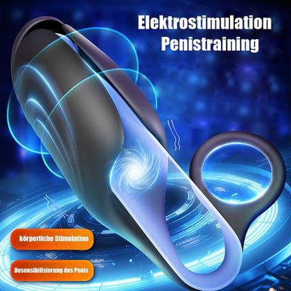 E-stim Penistrainer Eichel Massage Stimulator mit 5 Elektroschock & 10 Vibrationsmodi