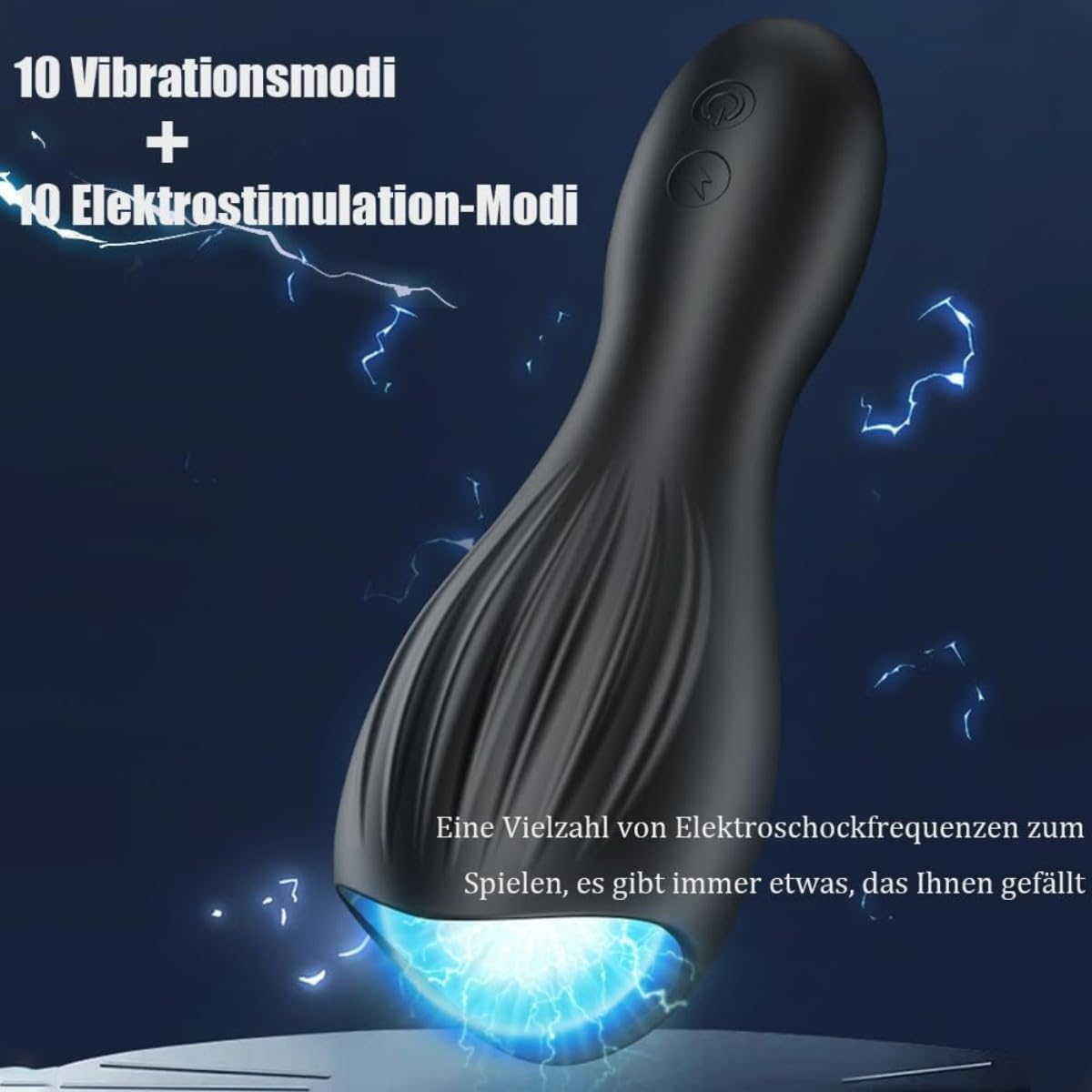E-stim Penistrainer Eichel Vibrator Stimulator mit 10 Vibrationsmodi & 10 Elektroschocks
