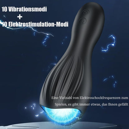 E-stim Penistrainer Eichel Vibrator Stimulator mit 10 Vibrationsmodi & 10 Elektroschocks