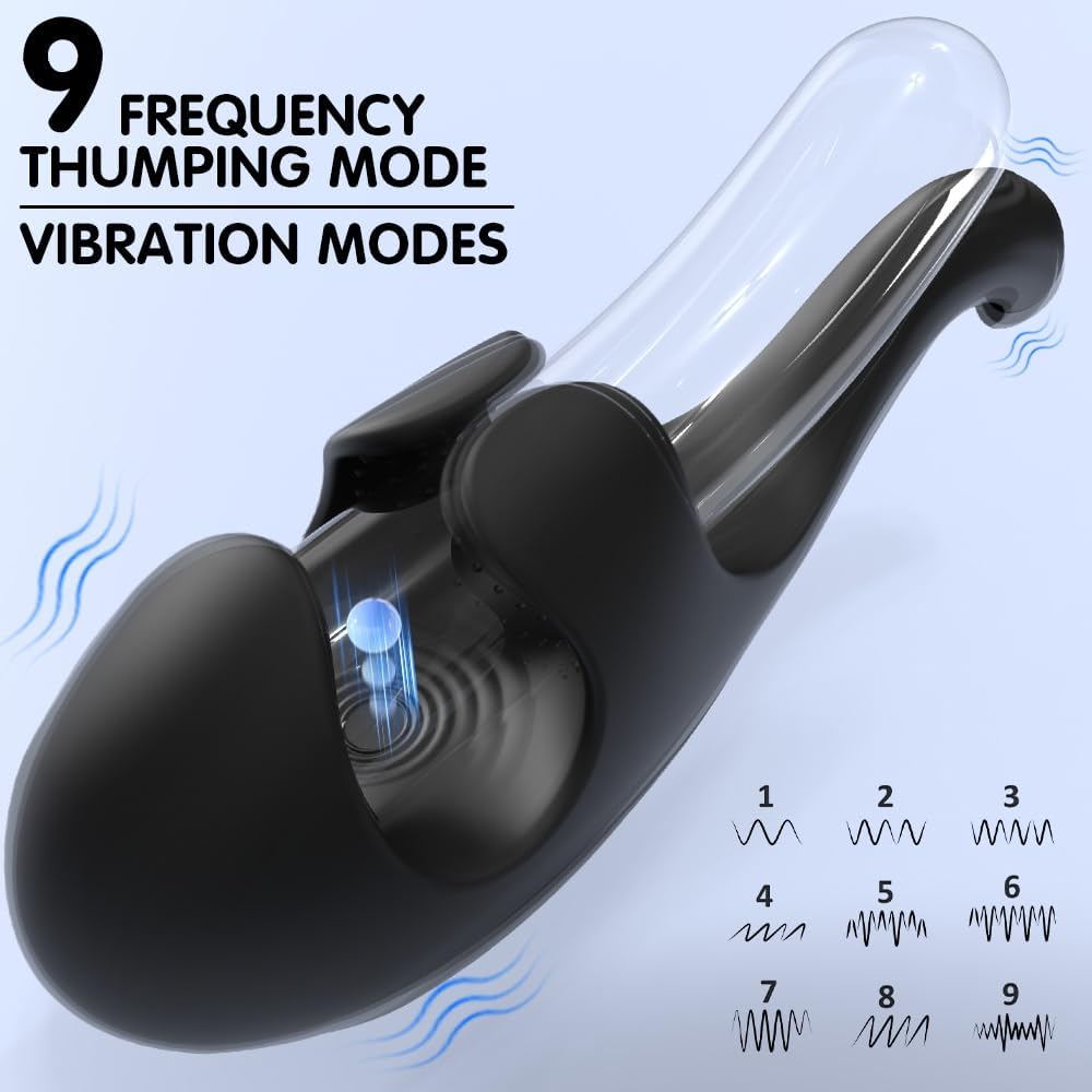 Zusammendrückbarer Penis Trainer Vibrator mit 9 flatternden & vibrierenden Modi