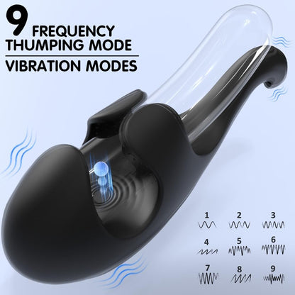 Zusammendrückbarer Penis Trainer Vibrator mit 9 flatternden & vibrierenden Modi
