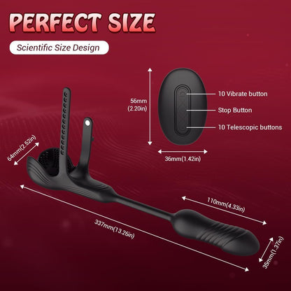 3 IN 1 Prostata Stimulation Cockring Hodenvibrator Anal Toy mit 10 Stoßfunktion & Vibrationen