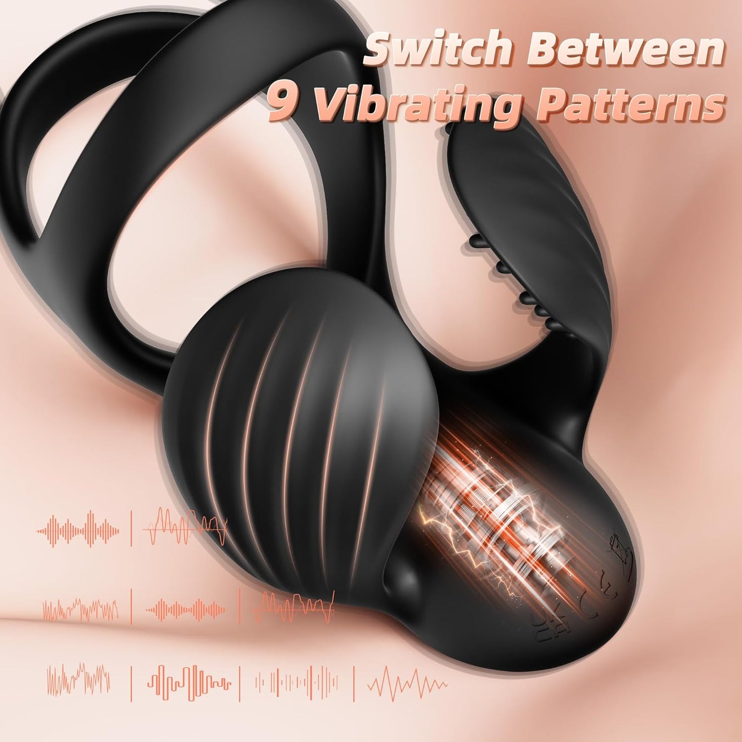 Elektrischer Hodenvibrator Massagegerät Penistrainer Cock Ring mit 9 Vibrationsmodi