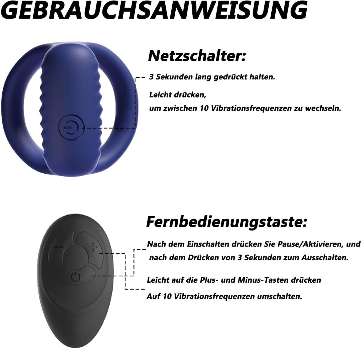 Y-förmiges Doppelring Penisringe Vibrator Trainer mit 10 Vibrationsmodi