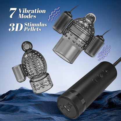 Elektrischer Penistrainer Vibrator Set Eichel Stimulator mit 7 Vibrationsmodi