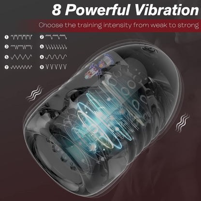 Multifunktionaler Eicheltrainer Vibrator Stroker Masturbatoren mit 8 Vibrationsmodi
