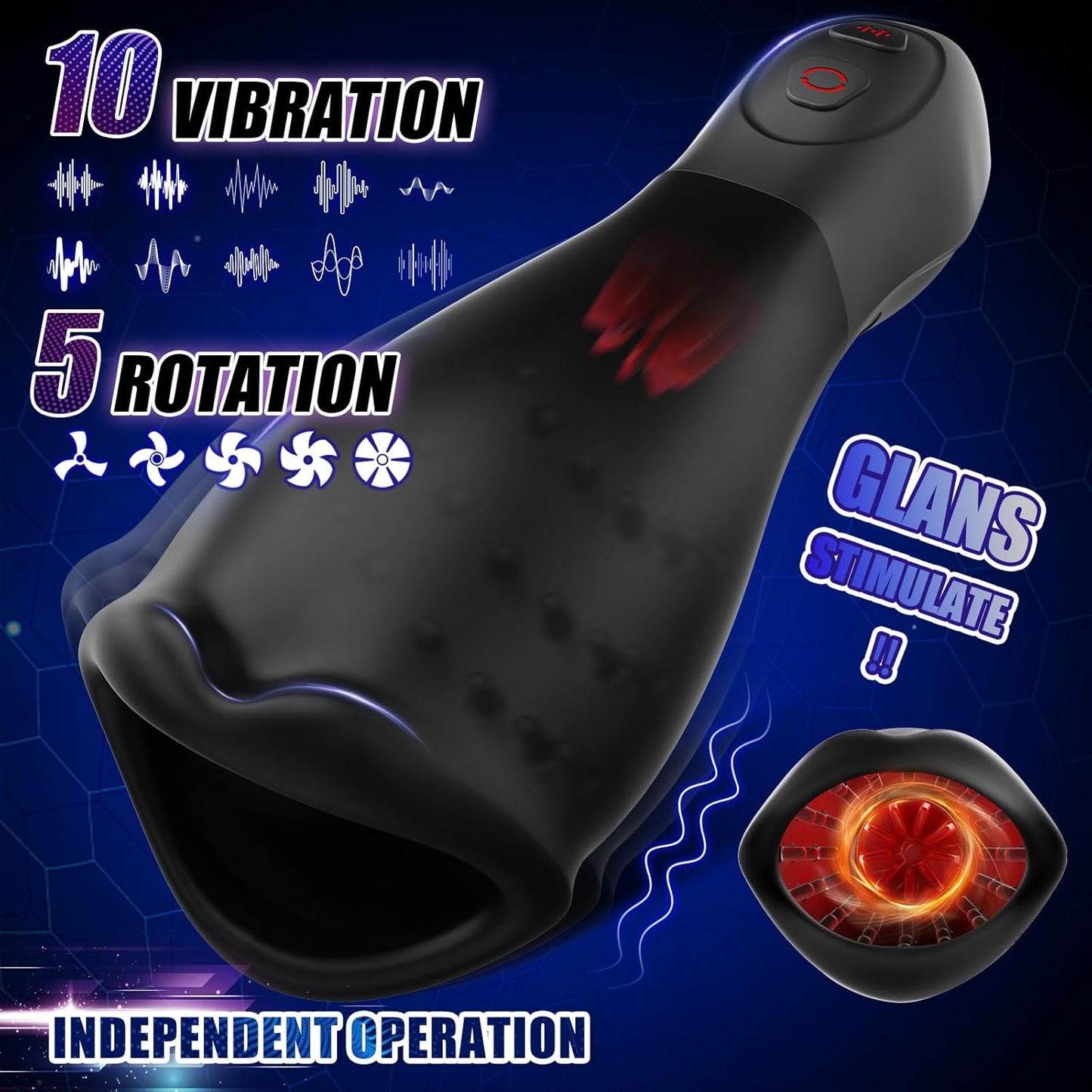 3 in 1 Elektrischer Masturbator Cup mit 10 Vibrations & 5 Stoß und Rotationsmustern