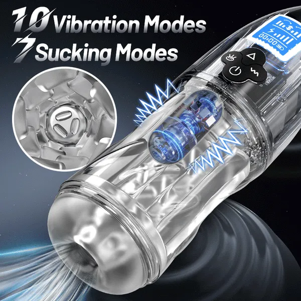 Automatischer Masturbator Penispumpe Stroker mit 7 Saugmodi und 10 Vibrationsstufen